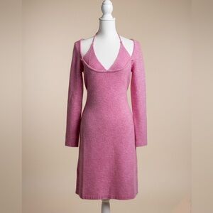 Callahan Knit Halter Pink Cold Shoulder Dress